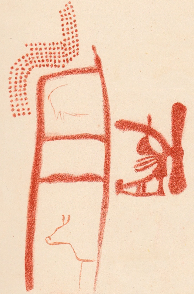 Detalles dibujados del mural en la cueva de La Pasiega, no se sabe si fueron pintados en la misma época